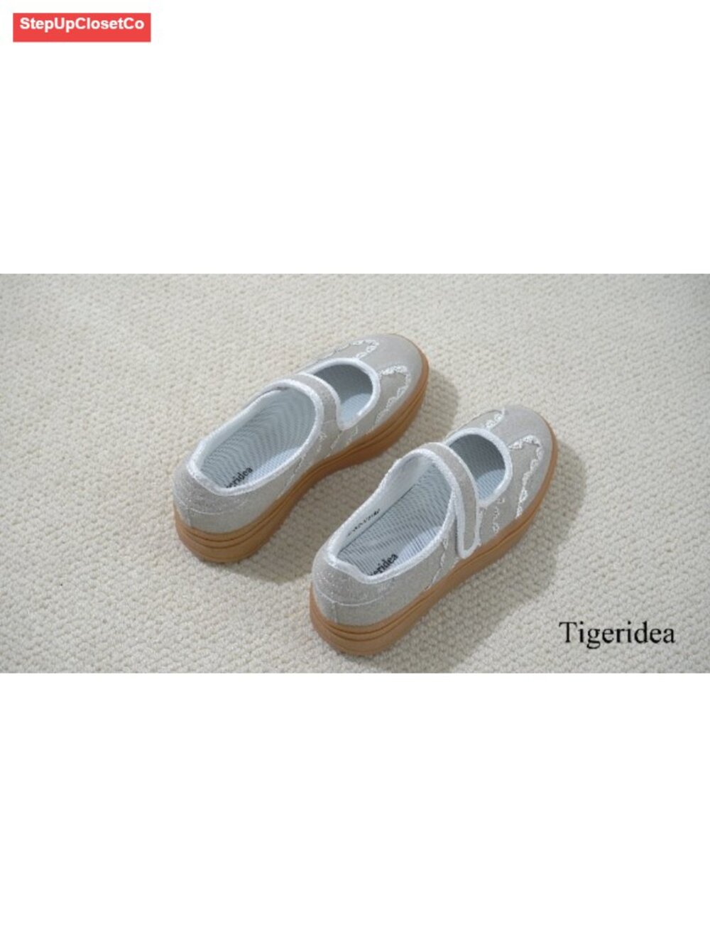 Retro Mary Jane Platform Sneakers - Slip On Walking Flats with Hook and Loop - Picture 6 of 6